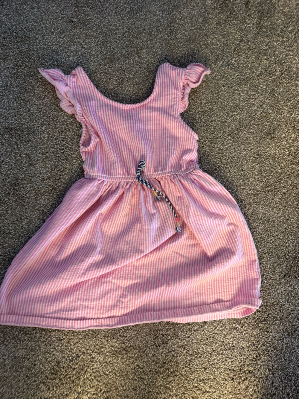 Vince Camuto Pink Striped Girls' Sundress with Ruffle Straps